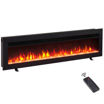 50-in W Black Free Standing Fan-forced Wall-mount Electric Fireplace - Bansa Rose