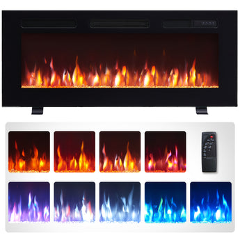 40-in W Black Fan-forced Wall-mount Electric Fireplace - Bansa Rose