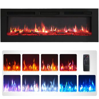 50-in W Black Fan-forced Wall-mount Electric Fireplace - Bansa Rose