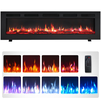 60.05-in W Black Fan-forced Wall-mount Electric Fireplace - Bansa Rose