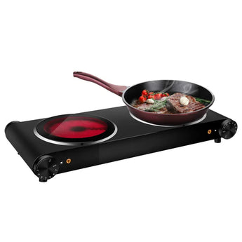 10.43-in Stainless Steel Smooth Surface 2 Burners Electric Hot Plate - Bansa Rose