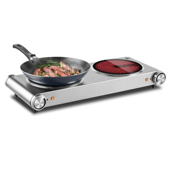 7.6-in Infrared Ceramic Electric Stove 1800-Watt Electric Dual Hot Plate - Bansa Rose