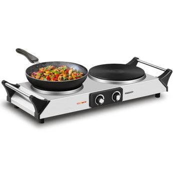 Portable 2-Burner 7.4-in Silver Electric Stove 1800-Watt Hot Plate - Bansa Rose