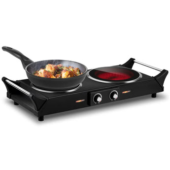 Portable 2-Burner 7.4-in Infrared Ceramic Black Electric Stove - Bansa Rose