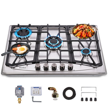 30 in. 5-Burners Recessed Gas Cooktop in Stainless Steel with 5-Power Burners - Bansa Rose
