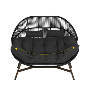 Chaise œuf de salon debout extérieure double avec coussin et appui-tête