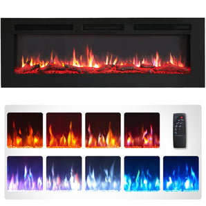 50-in W Black Fan-forced Wall-mount Electric Fireplace - Bansa Rose