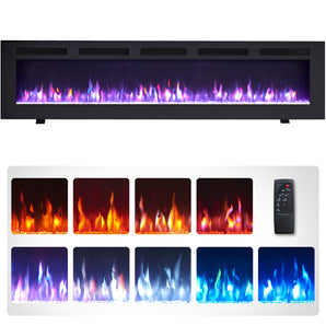 70.08-in W Black Fan-forced Wall-mount Electric Fireplace - Bansa Rose