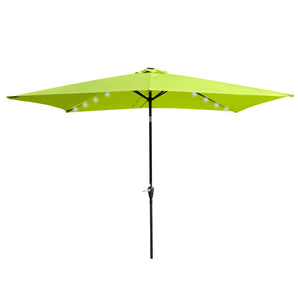 Parasol de patio solaire LED éclairé de 10 x 6,5 pieds avec manivelle et inclinaison, résistant aux UV