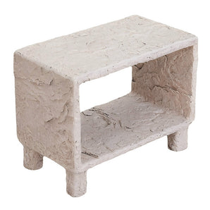 Table d'appoint extérieure rectangulaire en oxyde de magnésium beige de 23 po L x 18 po H
