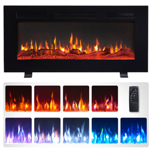 36.33-in W Black Fan-forced Wall-mount Electric Fireplace - Bansa Rose