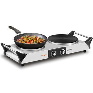 Portable 2-Burner 7.4-in Silver Electric Stove 1800-Watt Hot Plate - Bansa Rose